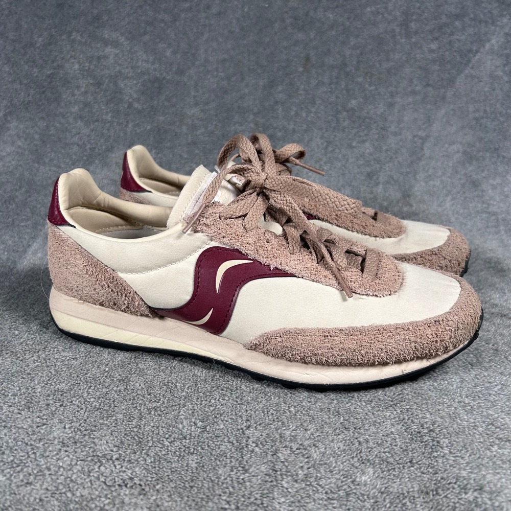 Saucony Trainer 80 Sneakers Tan Burgundy Hairy Suede S70883-2 Mens 7